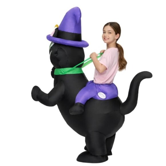Black Cat Ride on Inflatable Halloween Costume Adult Size - Picture 4 of 5